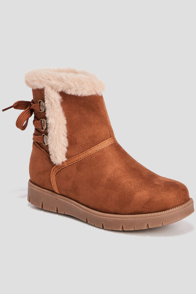 Bottines fourrées zippées camel fille