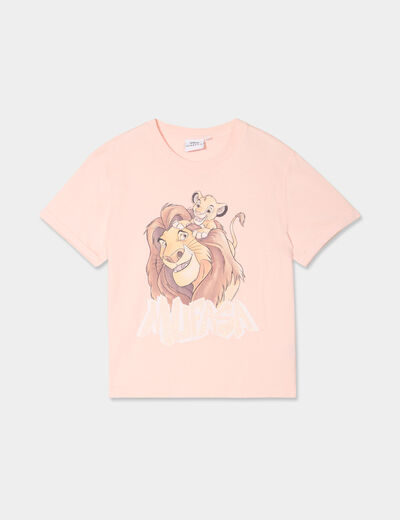 T-shirt manches courtes Le Roi lion rose clair fille