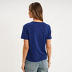 T-shirt col rond manches courtes bleu fonc&eacute; femme