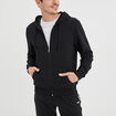 Sweat zipp&eacute; molleton &agrave; capuche noir homme