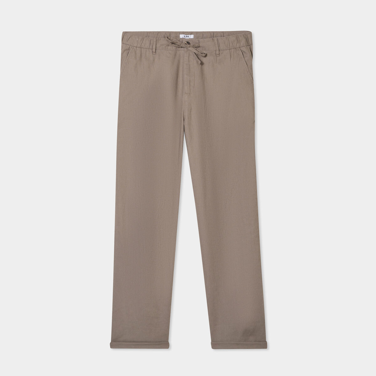 Pantalon chino mélange lin coton gris homme