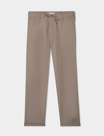 Pantalon chino mélange lin coton gris homme
