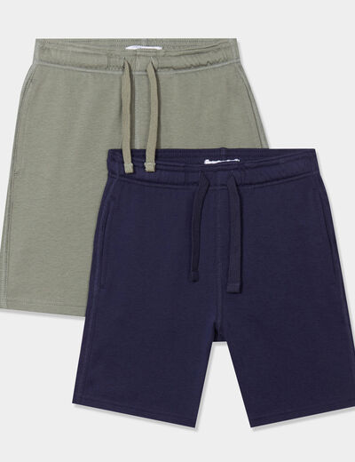 Lot 2 shorts de jogging à coulisse vert kaki garçon