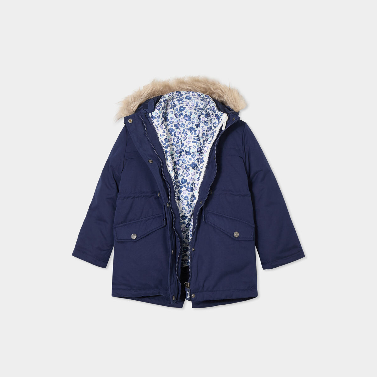 Parka 3-en-1 doudoune avec capuche bleu marine fille