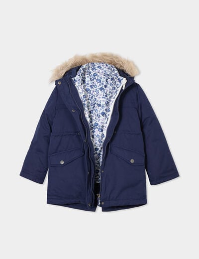 Parka 3-en-1 doudoune avec capuche bleu marine fille