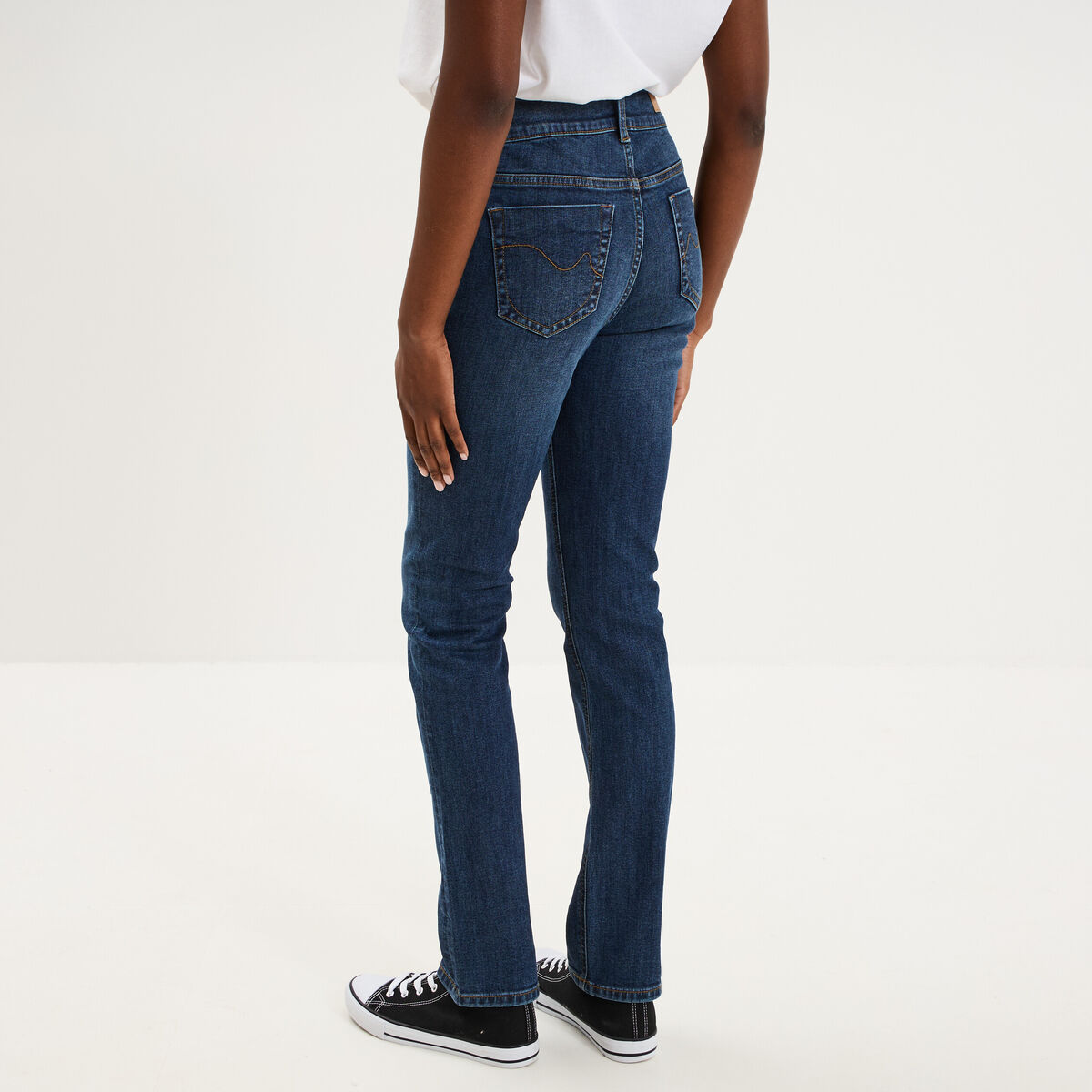 Jean denim droit en coton denim brut femme