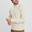 Pull en maille textur&eacute;e col rond creme homme