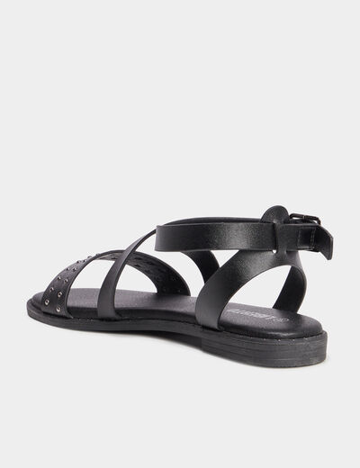 Sandales brides avec clous noir femme
