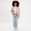 Blouson bomber matelass&eacute; rose poudr&eacute;e femme
