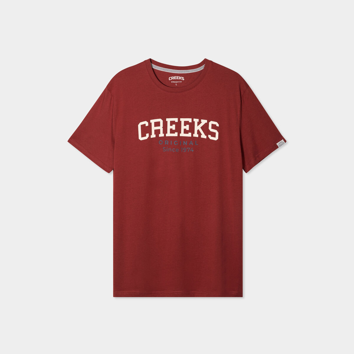 T-shirt droit manches courtes coton rouge foncé homme