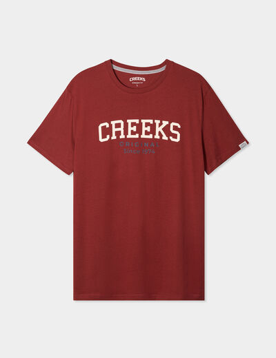 T-shirt droit manches courtes coton rouge foncé homme