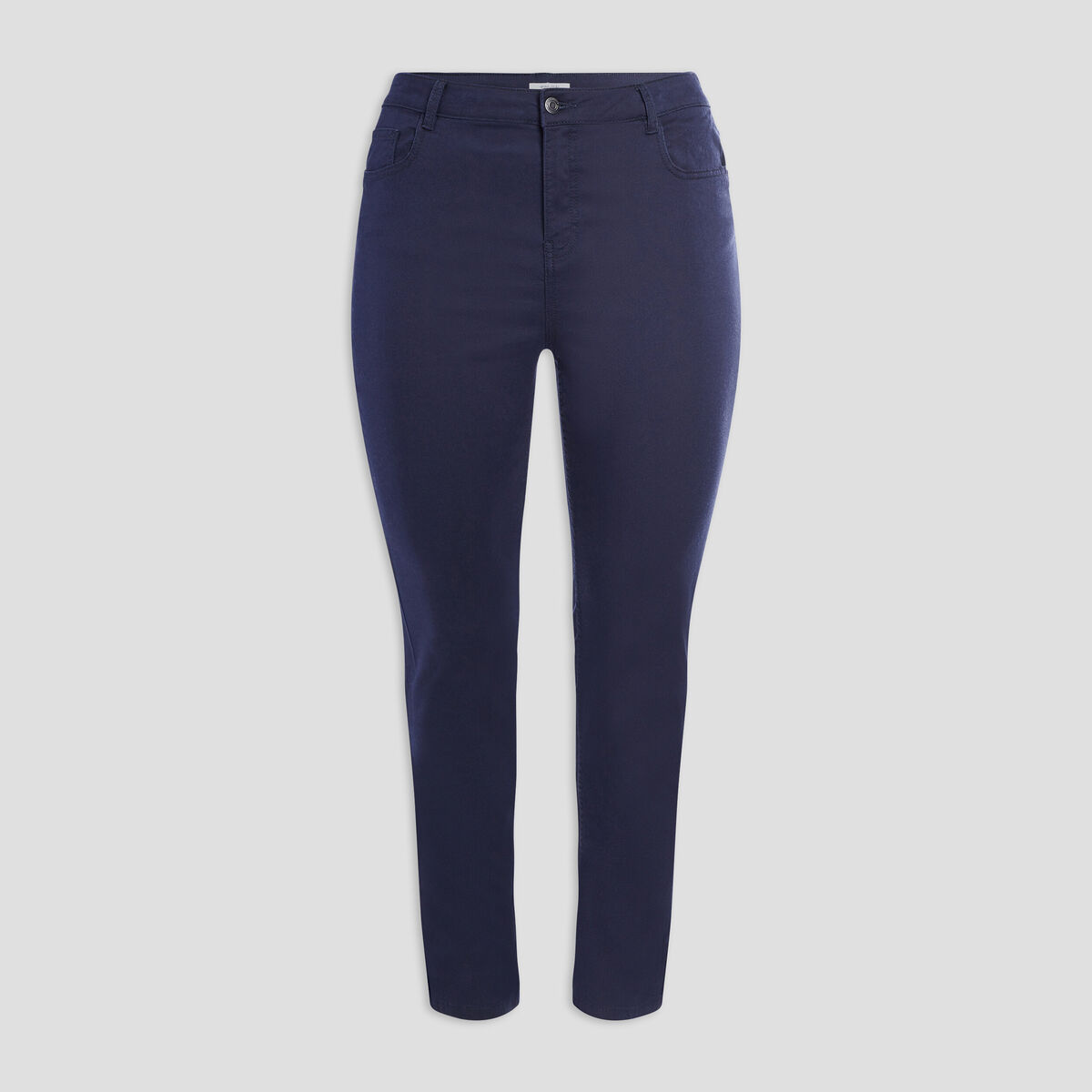 Pantalon slim taille haute et élastiquée bleu marine femme grande taille