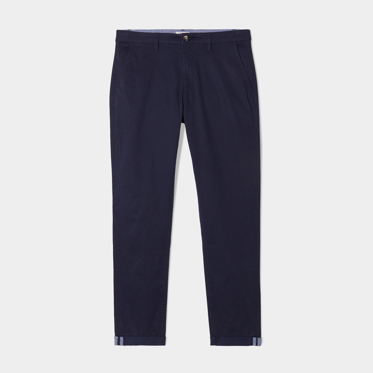 Pantalon chino slim stretch bleu marine homme