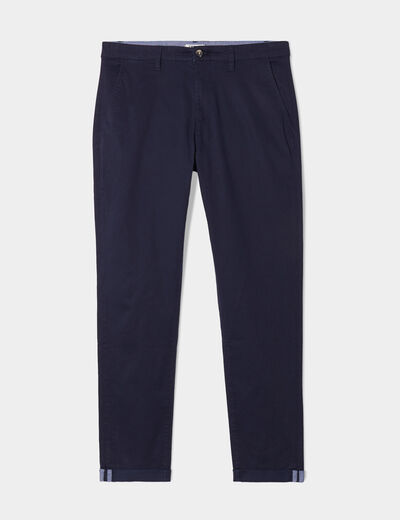 Pantalon chino slim stretch bleu marine homme