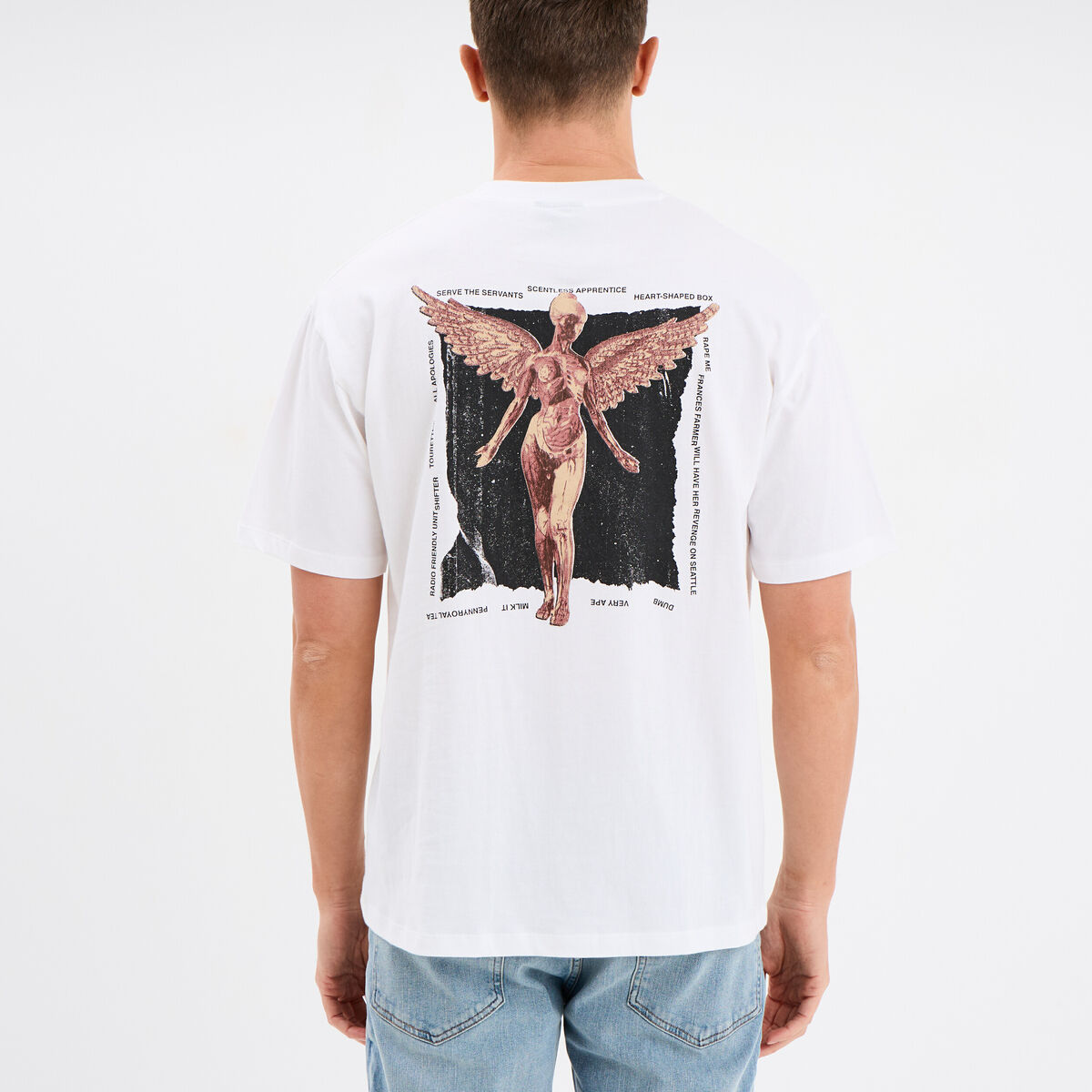 T-shirt manches courtes coton Nirvana blanc homme