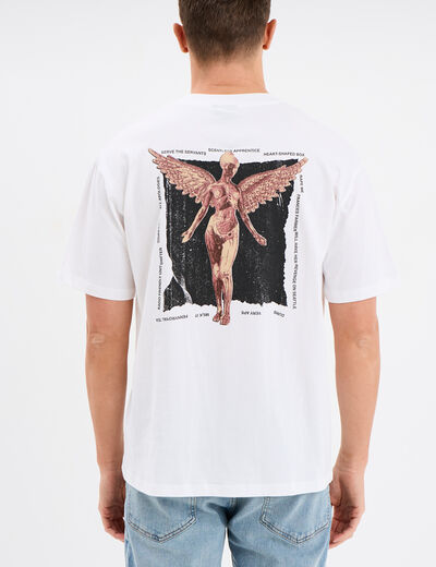 T-shirt manches courtes coton Nirvana blanc homme
