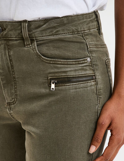 Jeans skinny 7/8ème coton Liberto vert kaki femme