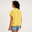 Blouse manches courtes effet boule jaune clair femme