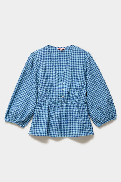 Blouse manches 3/4 bouffantes blanc femme