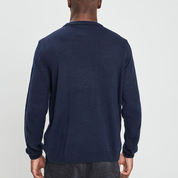 Pull de Noël avec col rond bleu marine homme