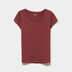 T-shirt coton col rond manches courtes marron cognac femme