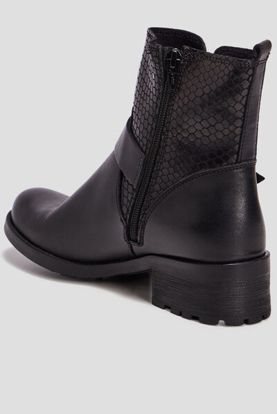 Bottines en cuir noir femme