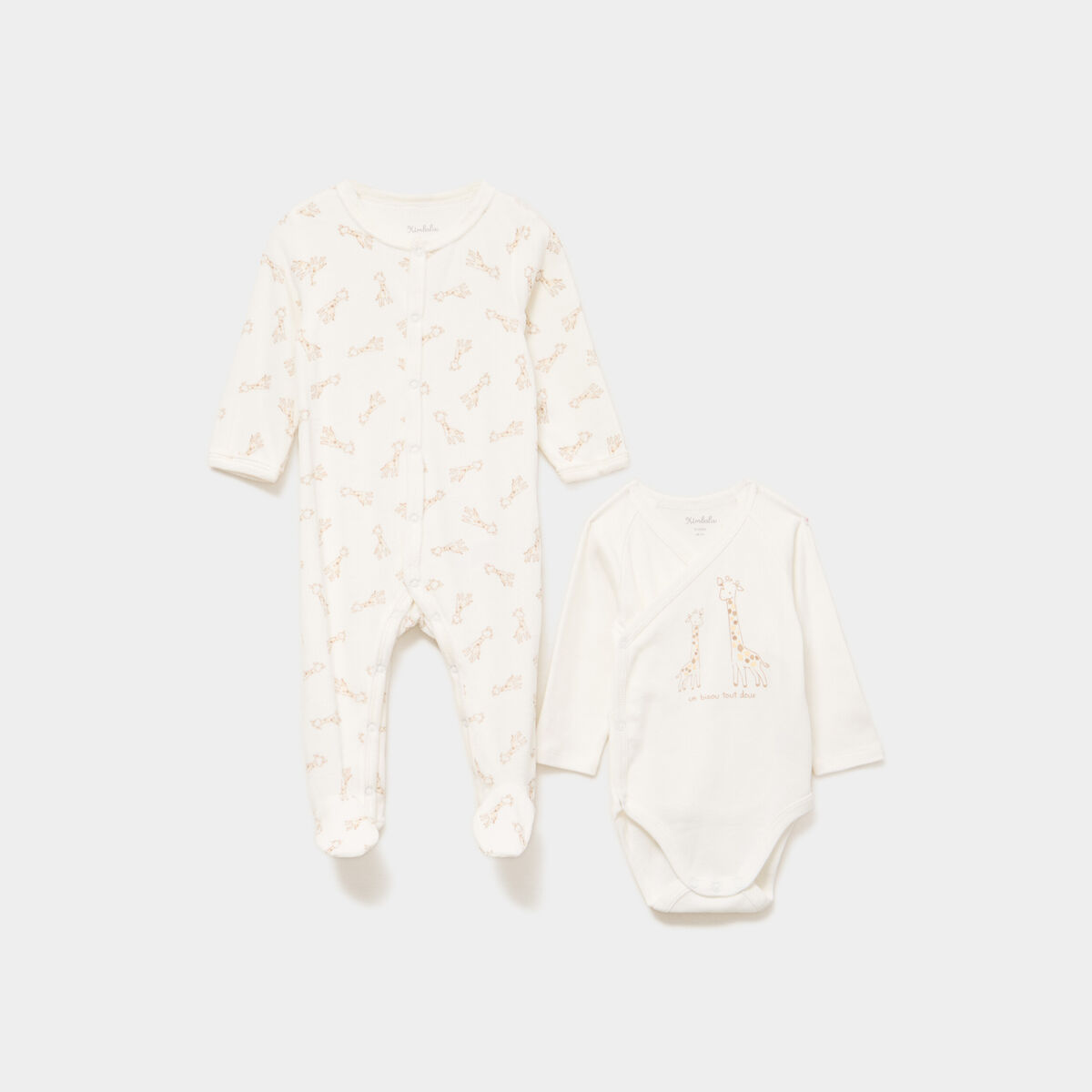 Ensemble body et dors-bien effet velours blanc b&eacute;b&eacute;