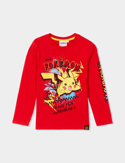 T-shirt manches longues Pokémon Pikachu rouge garçon