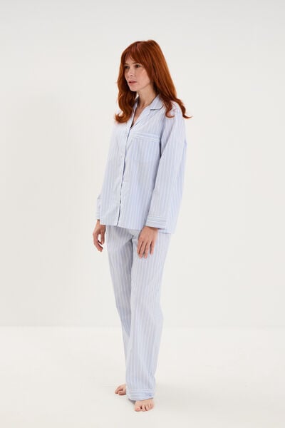 Ensemble pyjama chemise manches longues ecru femme