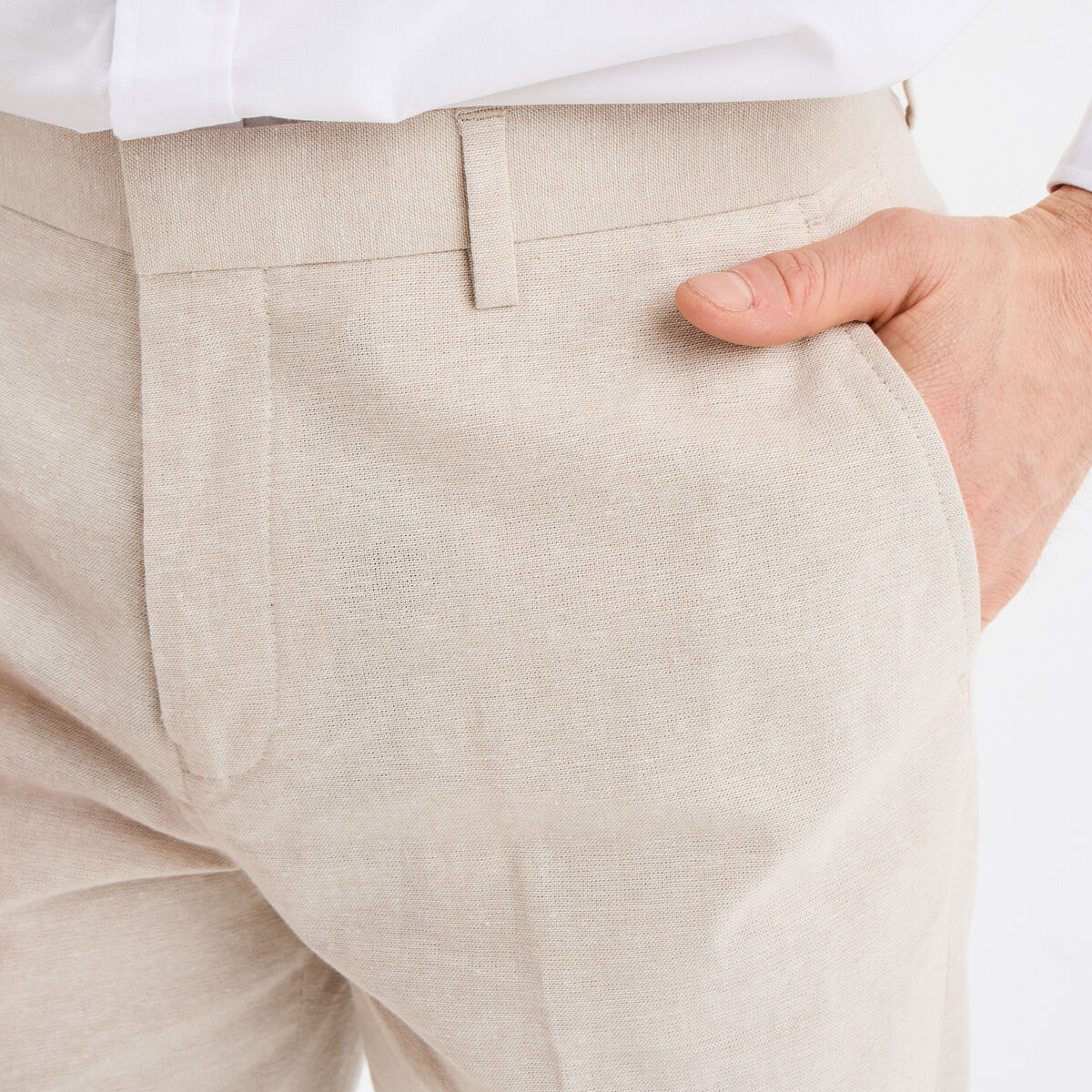 Pantalon de costume chino lin mélangé gris clair homme