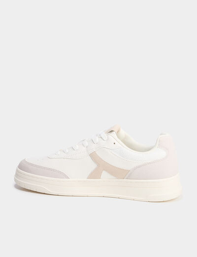 Baskets &agrave; lacets semelle plate sable homme