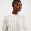 Blouse droite manches longues coton ecru femme