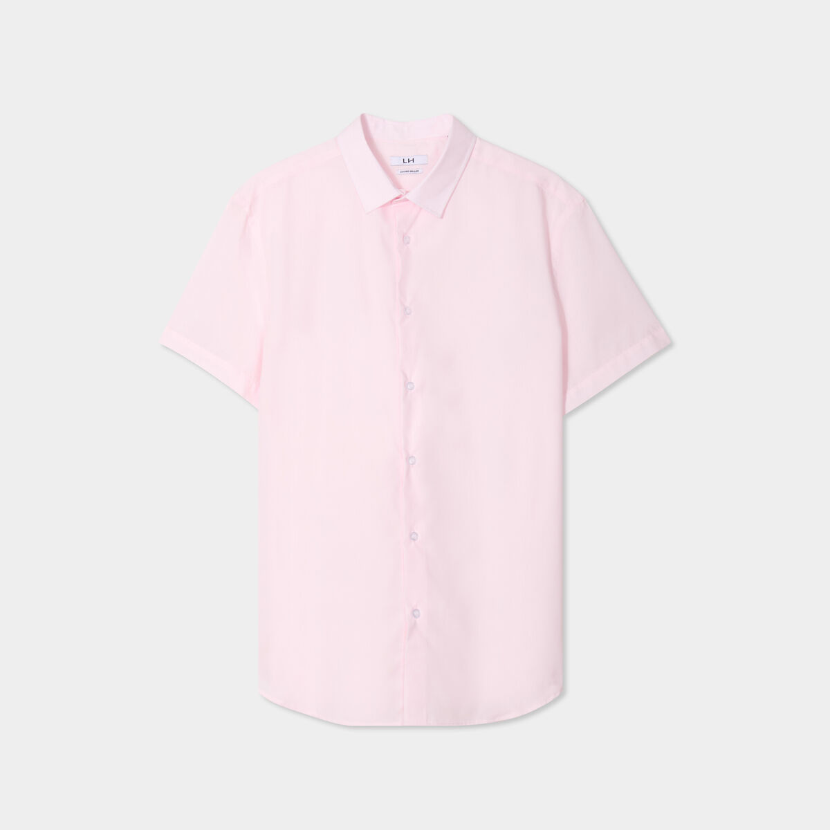 Chemise droite manches courtes rose clair homme