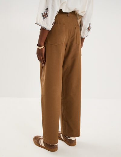 Pantalon ballon taille haute beige femme