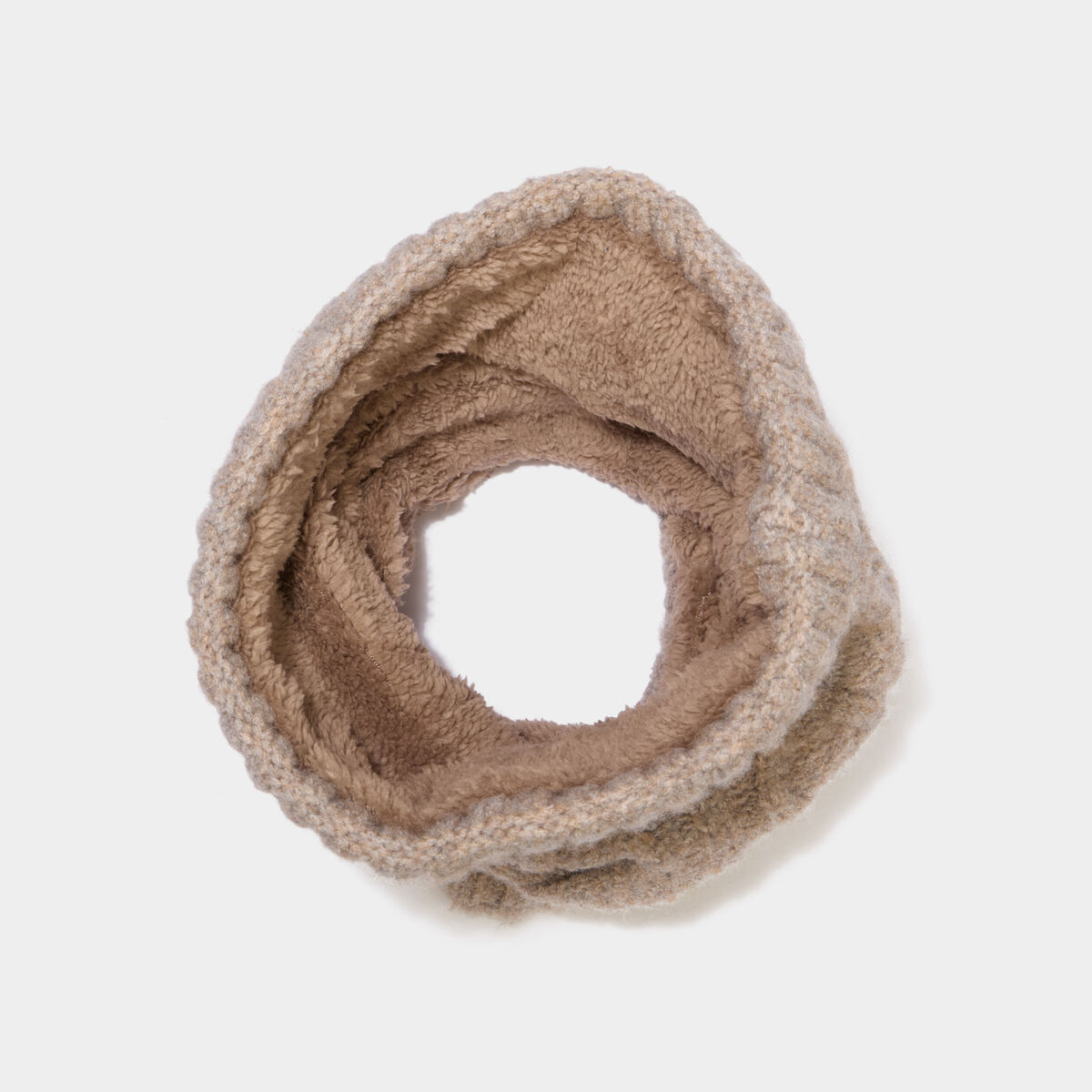 Tour de cou &agrave; torsades doubl&eacute; taupe homme