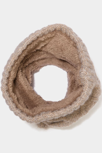 Tour de cou &agrave; torsades doubl&eacute; taupe homme