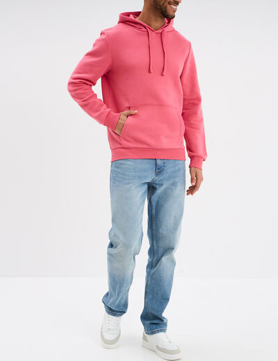 Sweat molleton à capuche hoodie rose framboise homme