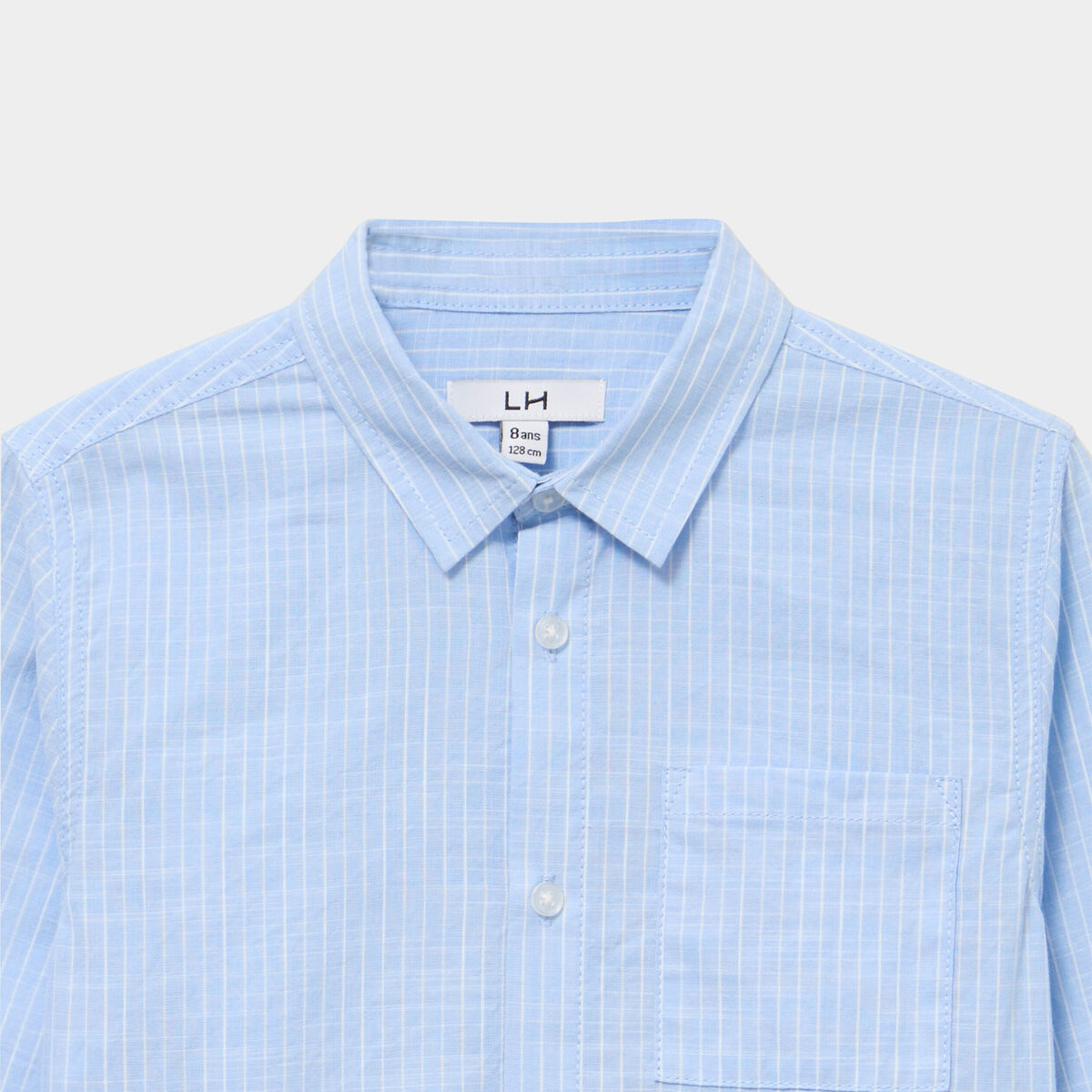 Chemise manches longues coton bleu ciel gar&ccedil;on