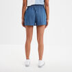 Short en jean fluide à coulisse denim double stone femme