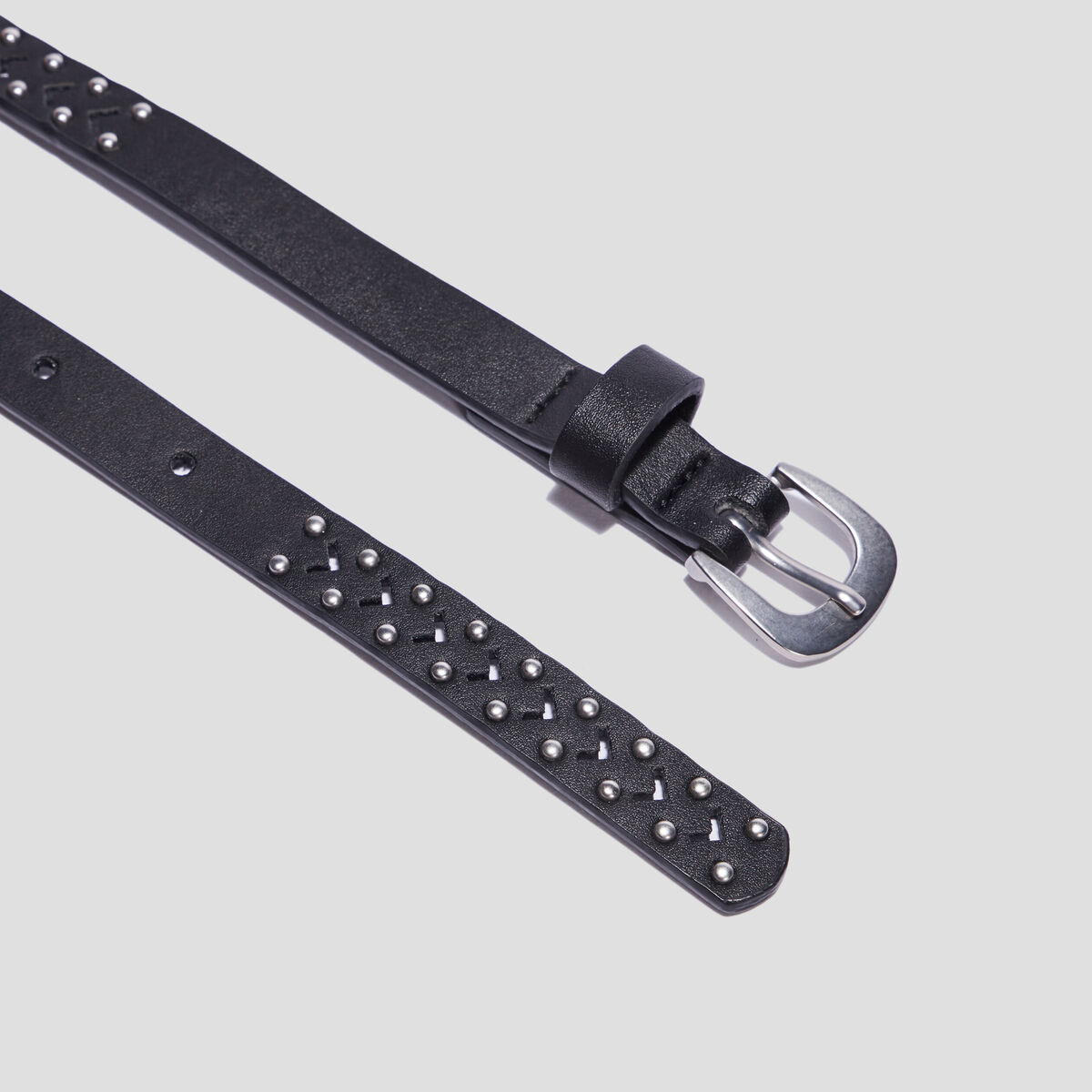 Ceinture perforée à clous noir mixte