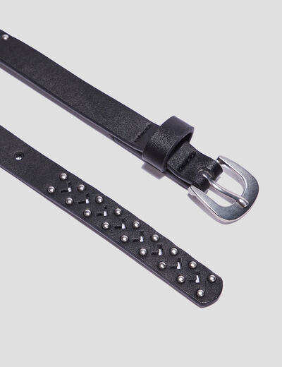 Ceinture perforée à clous noir mixte