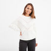 Pull col rond aspect laineux blanc femme