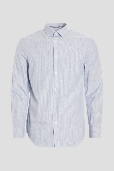 Chemise droite manches longues blanc homme