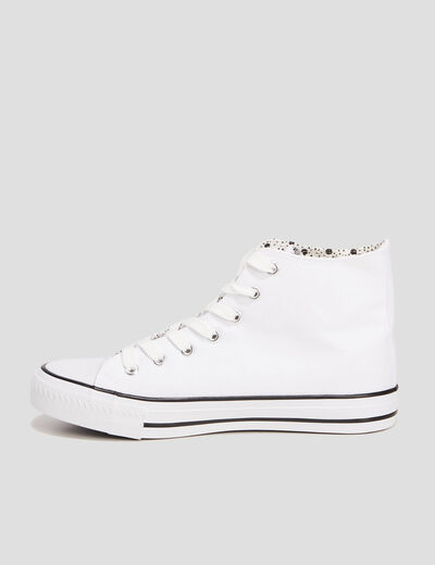 Baskets en toile montantes à lacets blanc femme