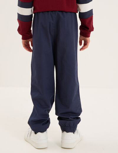 Pantalon battle taille élastiquée coton bleu marine garçon