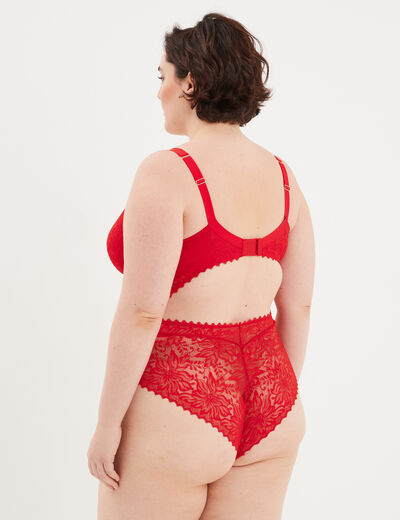 Body en dentelle avec la&ccedil;age rouge femme grande taille