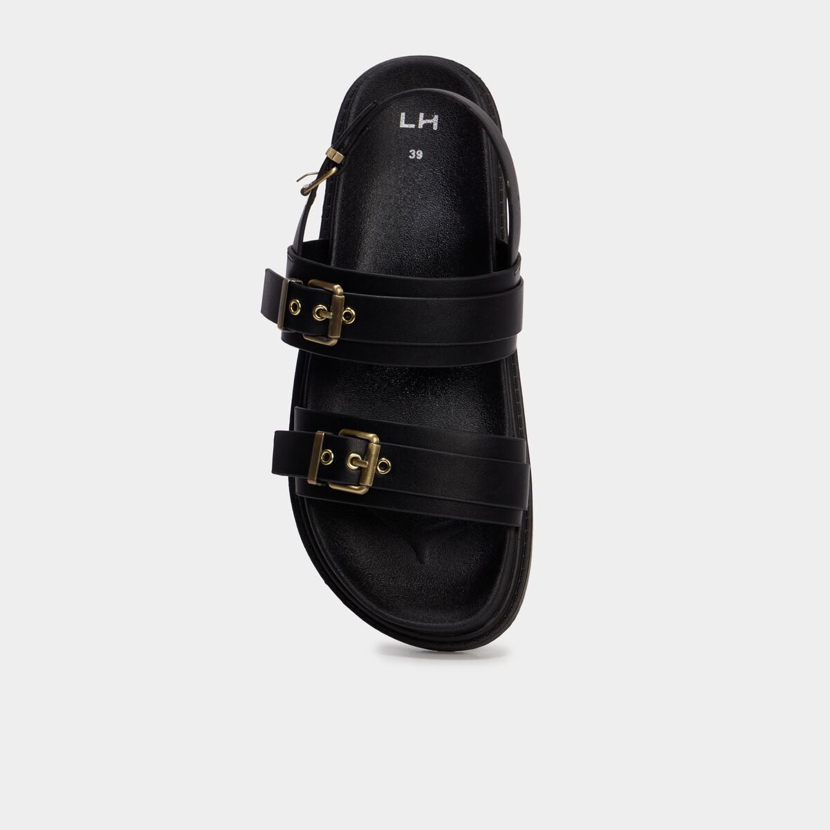 Sandales &agrave; boucles noir femme