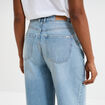 Jeans large coton denim double stone femme