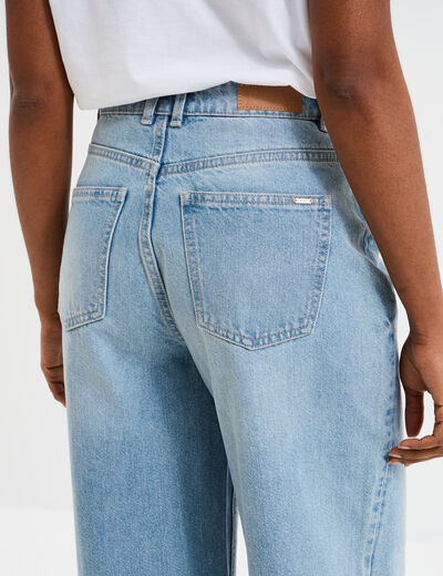 Jeans large coton denim double stone femme