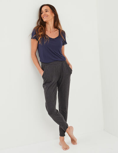 Pantalon de pyjama ajusté gris foncé femme